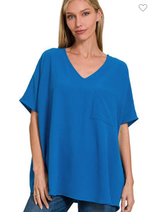 Woven Airflow  v neck dolman short sleeve top