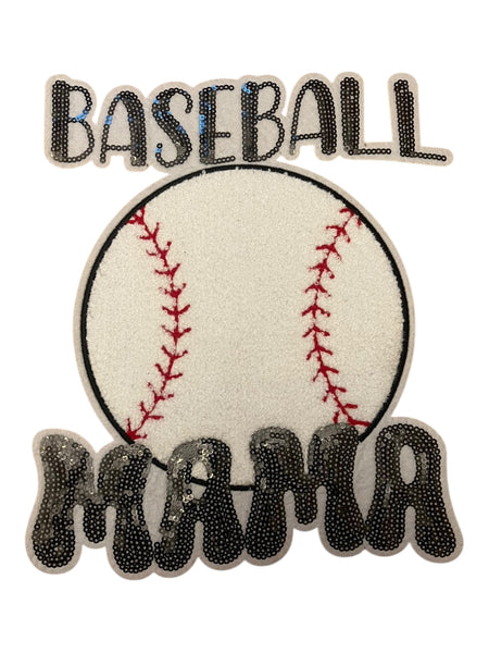 Baseball mama large Iron on patch