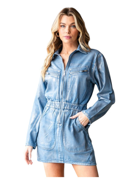 Denim Zip Front Dress