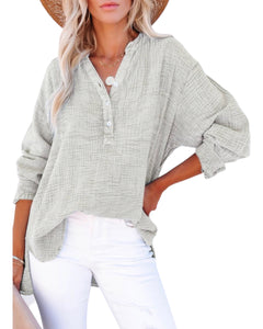 Gauze  long sleeve  henley top