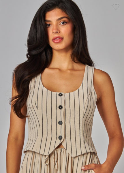 Beige pin Stripe Vest