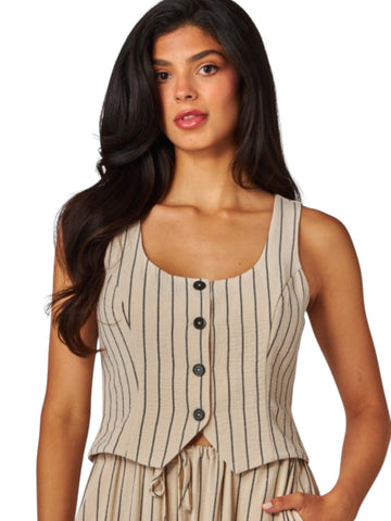 Beige pin Stripe Vest