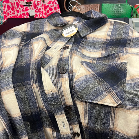 Plus Size blue tan Multi color shacket