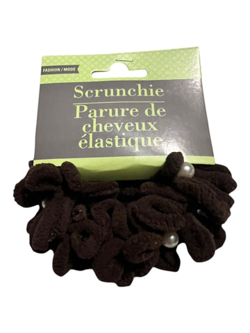 Brown Scrunchie w/ Pearls