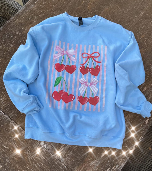 Coquette Gingham bow and cherries Graphic Sweatshirt
