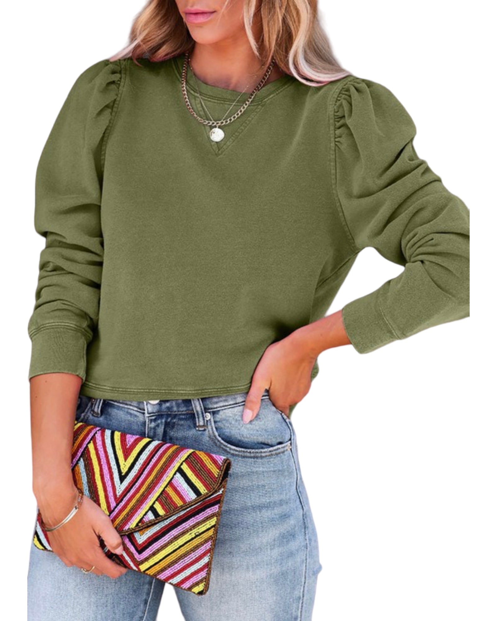 Vintage washed puff sleeve sweatshirt