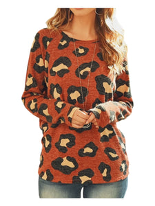 Leopard Print Long Sleeved Top