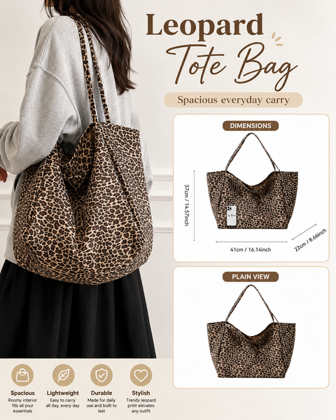 Leopard Print Oversized Everyday Tote Bag