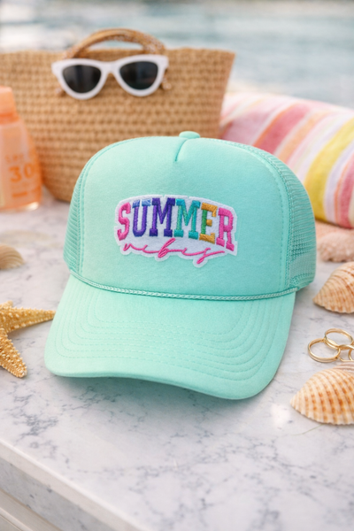 Summer  Vibes Mint Trucker Hat -Otto
