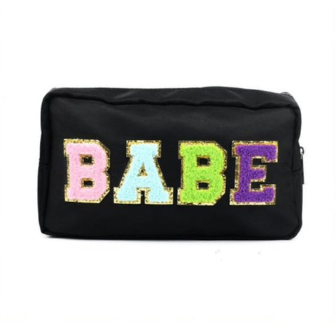 Varsity letter cosmetic makeup bag