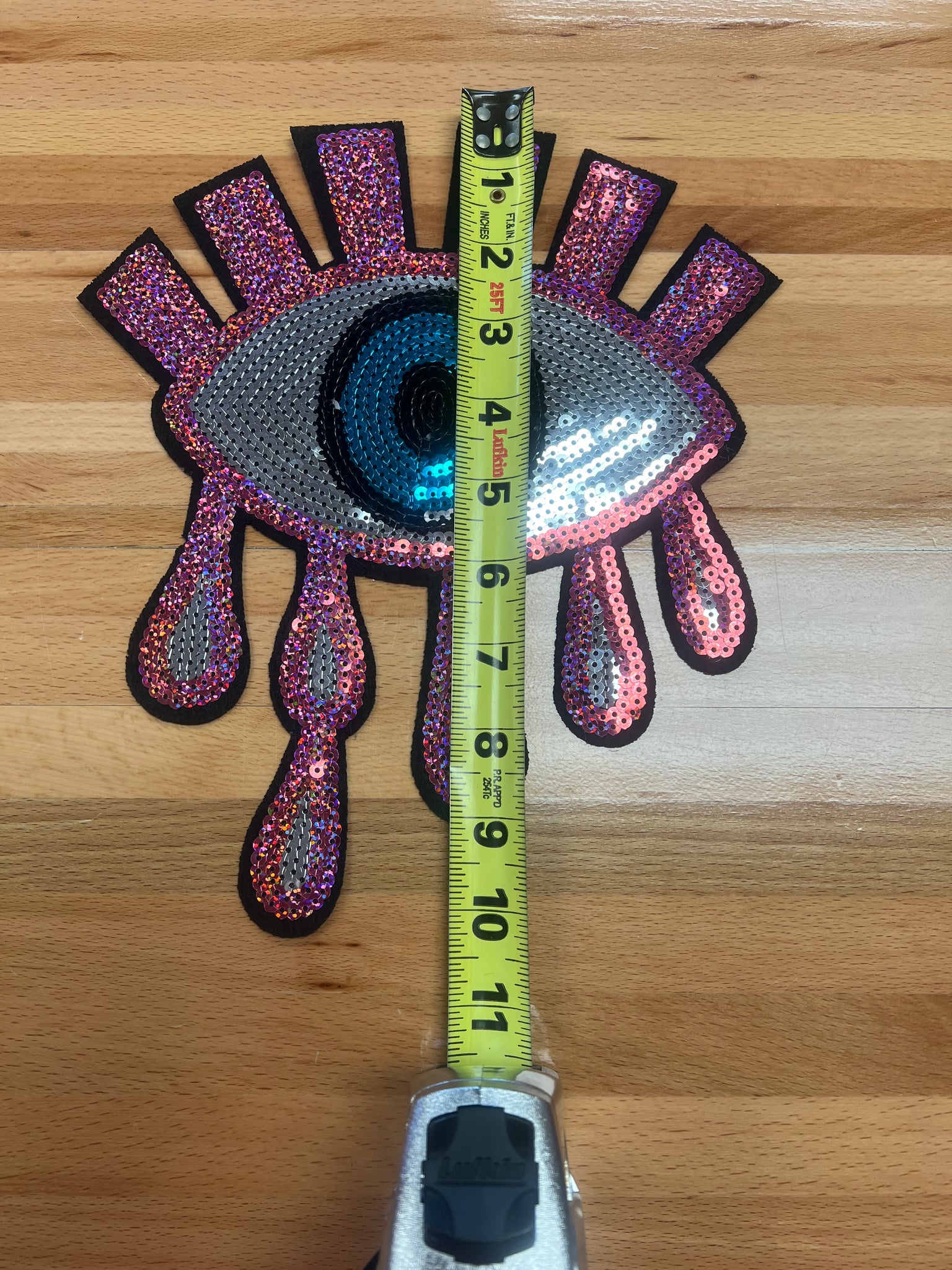 Pink eye sequin  large Iron on patch
