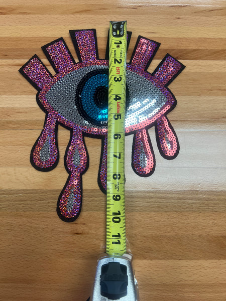 Pink eye sequin  large Iron on patch