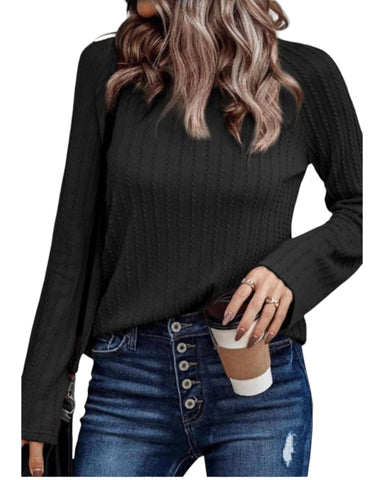 Textured long sleeve knit top