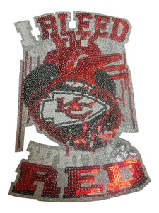 Large KC I bleed white and red Iron on patch