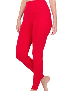 Cotton wide waistband pocket leggings