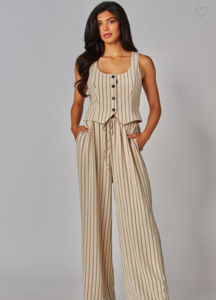 Beige pin Stripe Vest