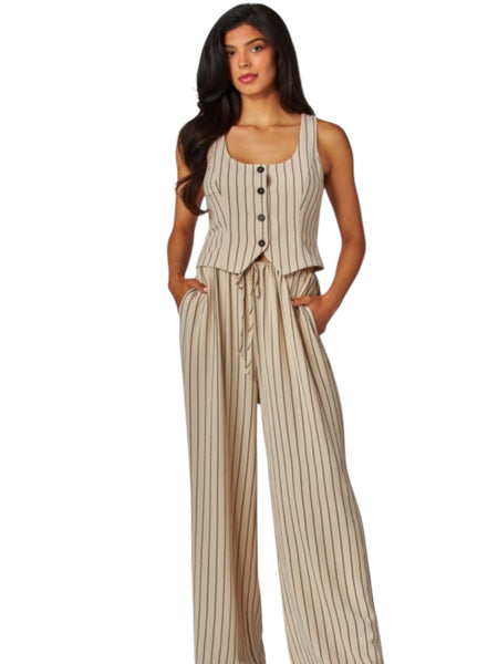 Beige pin Stripe Vest