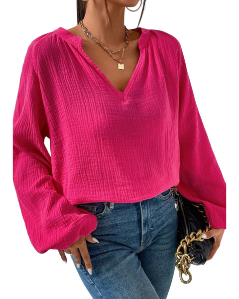 Gauze long puff sleeve   top