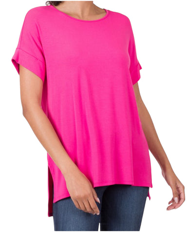 Short sleeve boat neck top