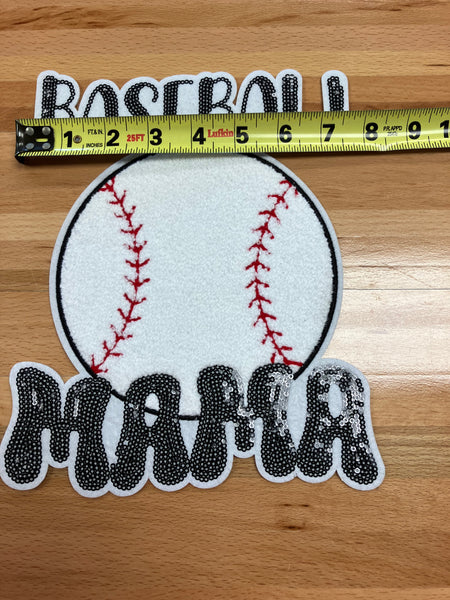 Baseball mama large Iron on patch