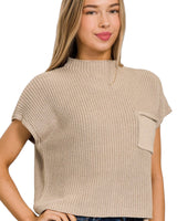 Mock neck short sleeve  sweater