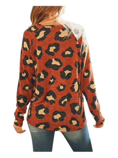 Leopard Print Long Sleeved Top