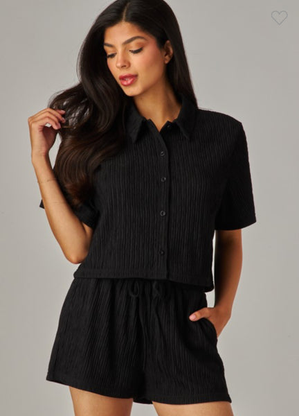 Crinkled Comfy 2 pc short set