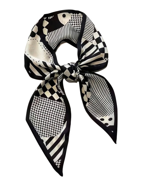 Black & White Mixed Print Scarf