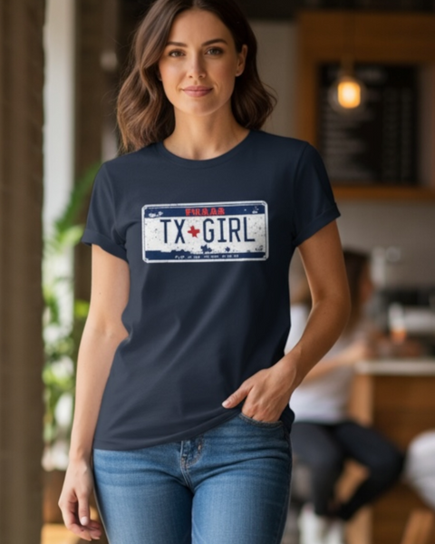 Graphic Tee Texas Girl license plate