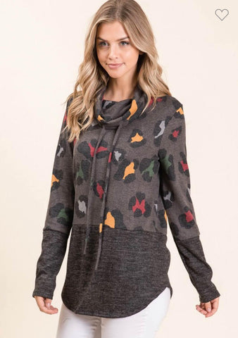 multicolor animal print long sleeve shirt