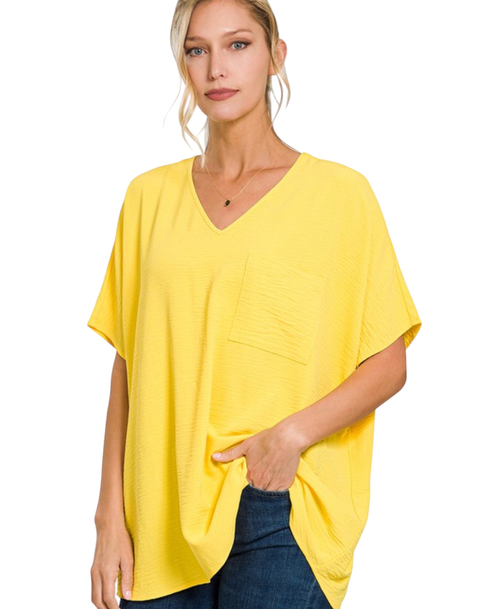 Woven Airflow  v neck dolman short sleeve top