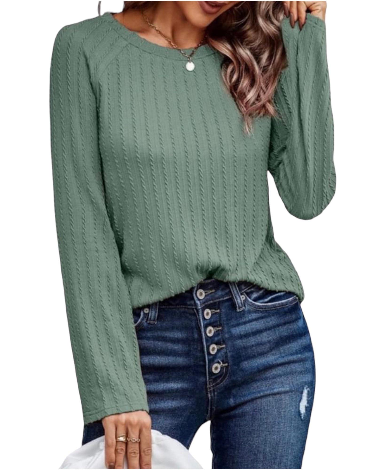 Textured long sleeve knit top