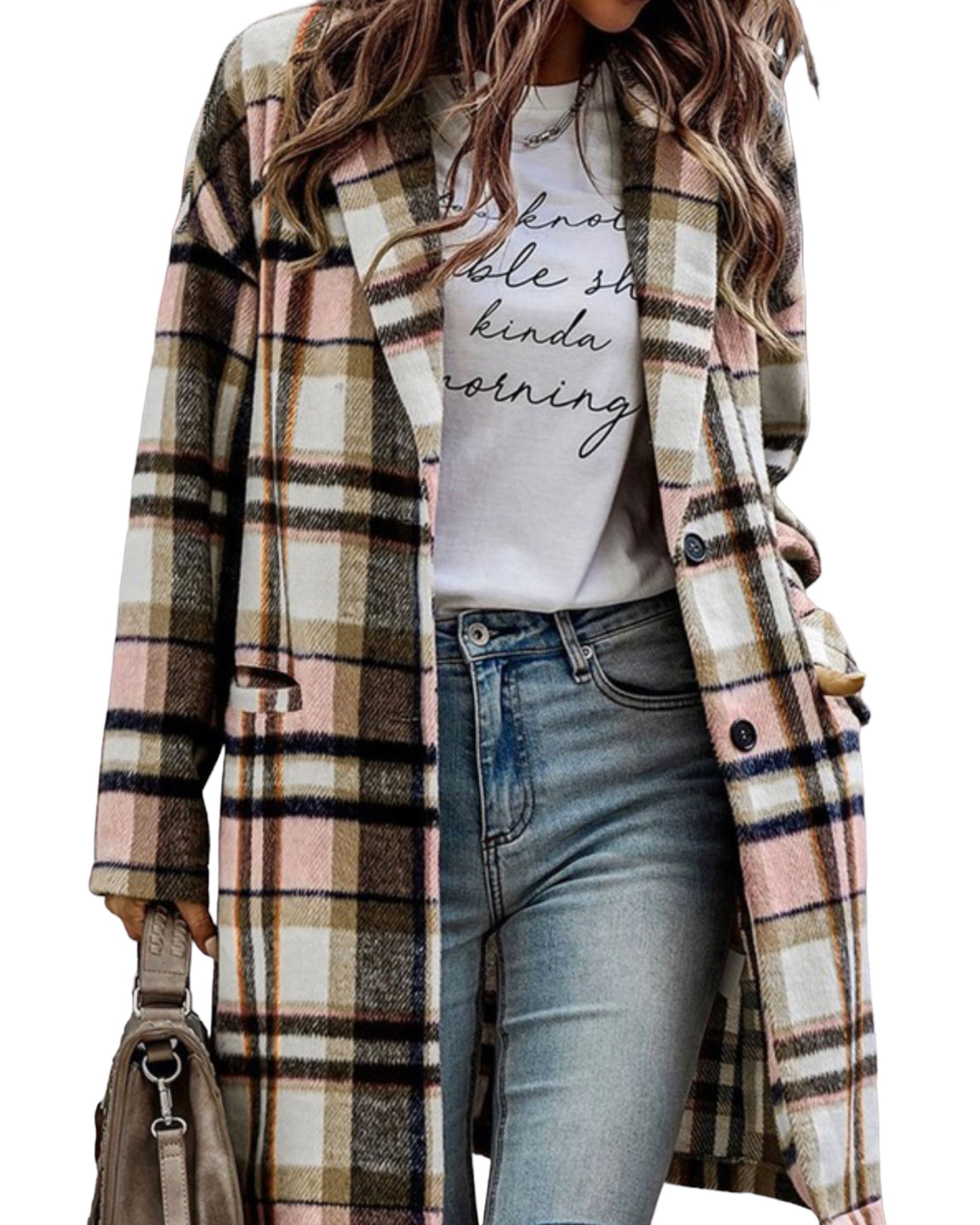 Plaid button up lapel jacket