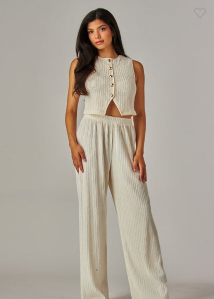 Crinkled Vest Top with Pants 2 pc set