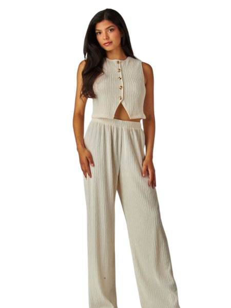 Crinkled Vest Top with Pants 2 pc set