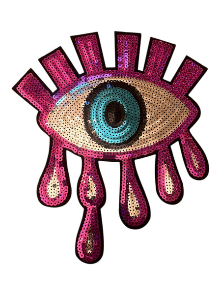 Purple eye sequin  large Iron on patch