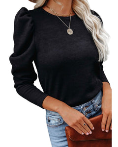 Ribbed Puff Long Sleeve Top