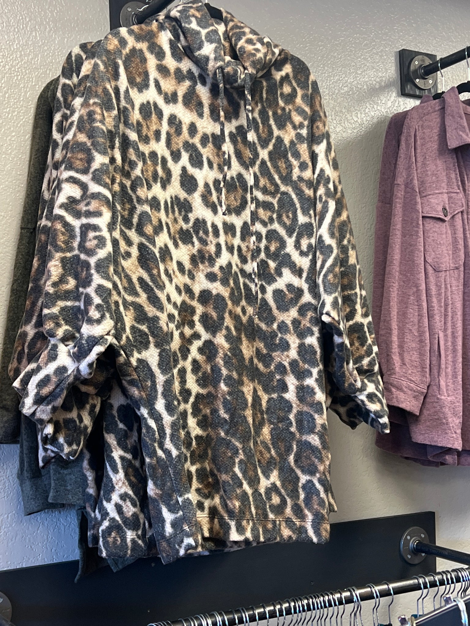 Plus leopard print funnel neck tunic