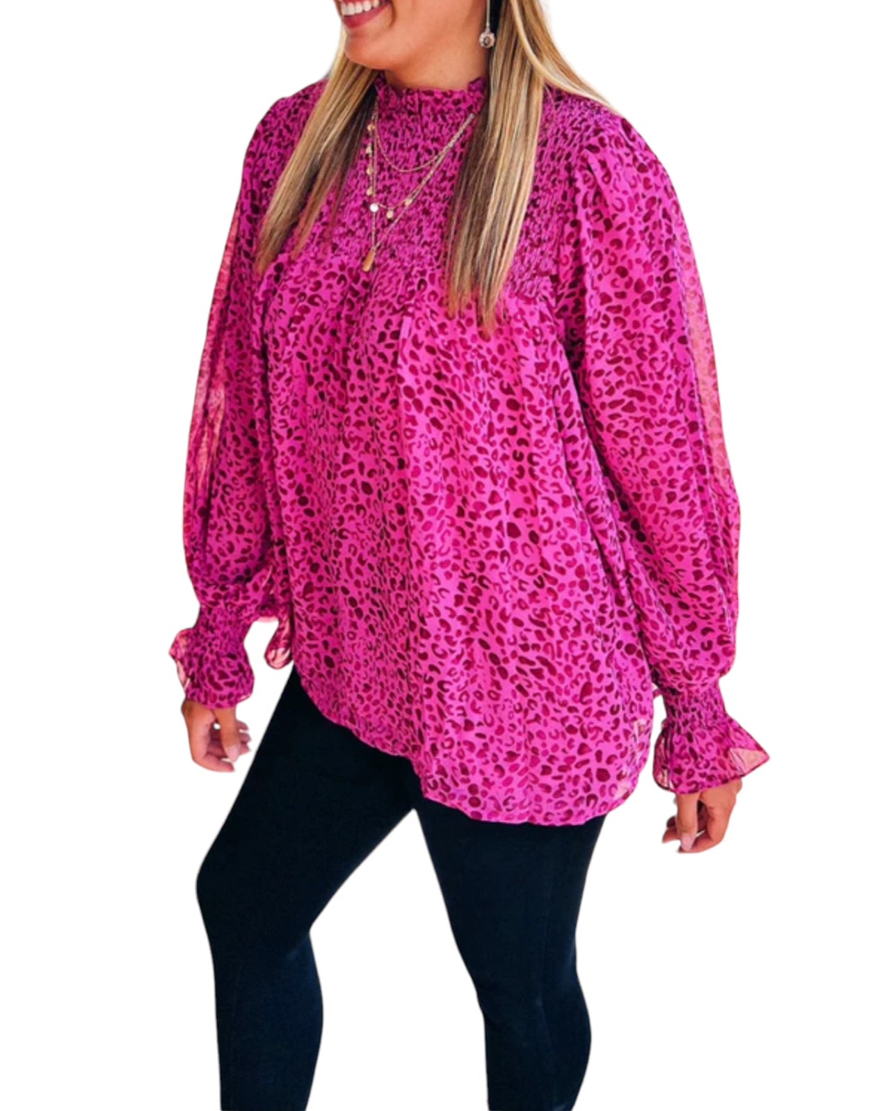 Leopard Flowy Puff Sleeve blouse