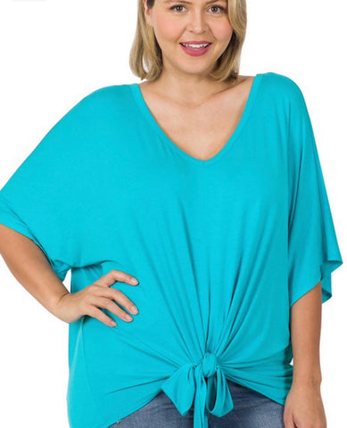 Turquoise tie  front top