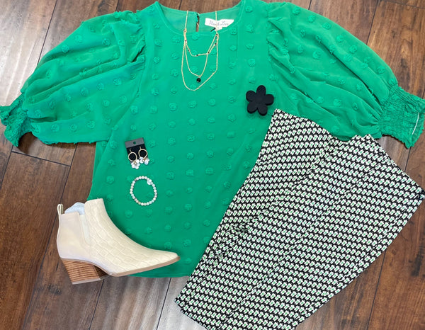 Effortlessly Chic Emerald Statement Top