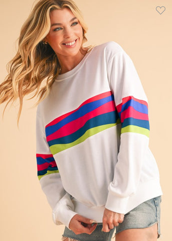 Long sleeve White colorful stripe