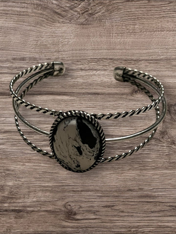 Cuff cow print stone bracelet