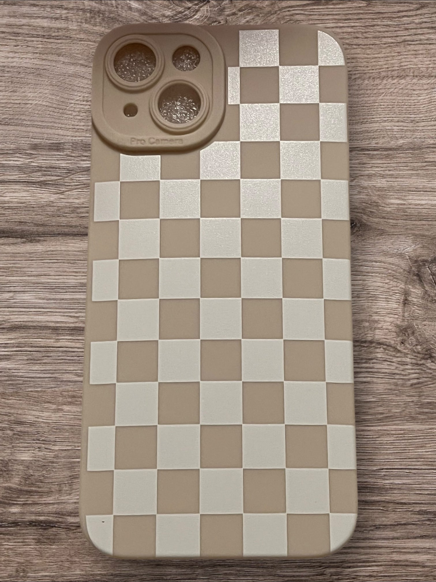 Beige Check Phone Case  iPhone  14 plus