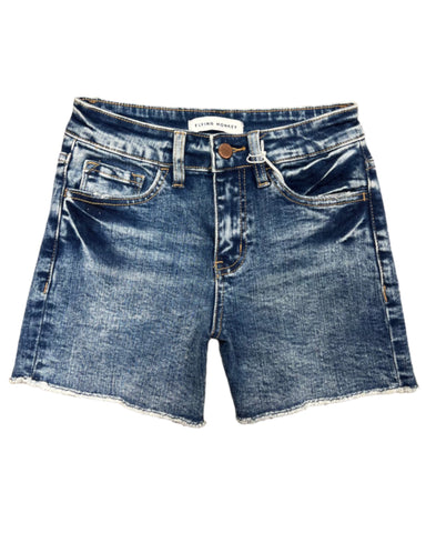 High Rise Acid Light Wash Denim Shorts