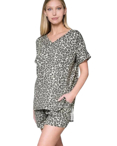 Leopard V-Neck Lounge Top