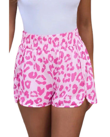 Pink high waisted athletic Leopard Shorts