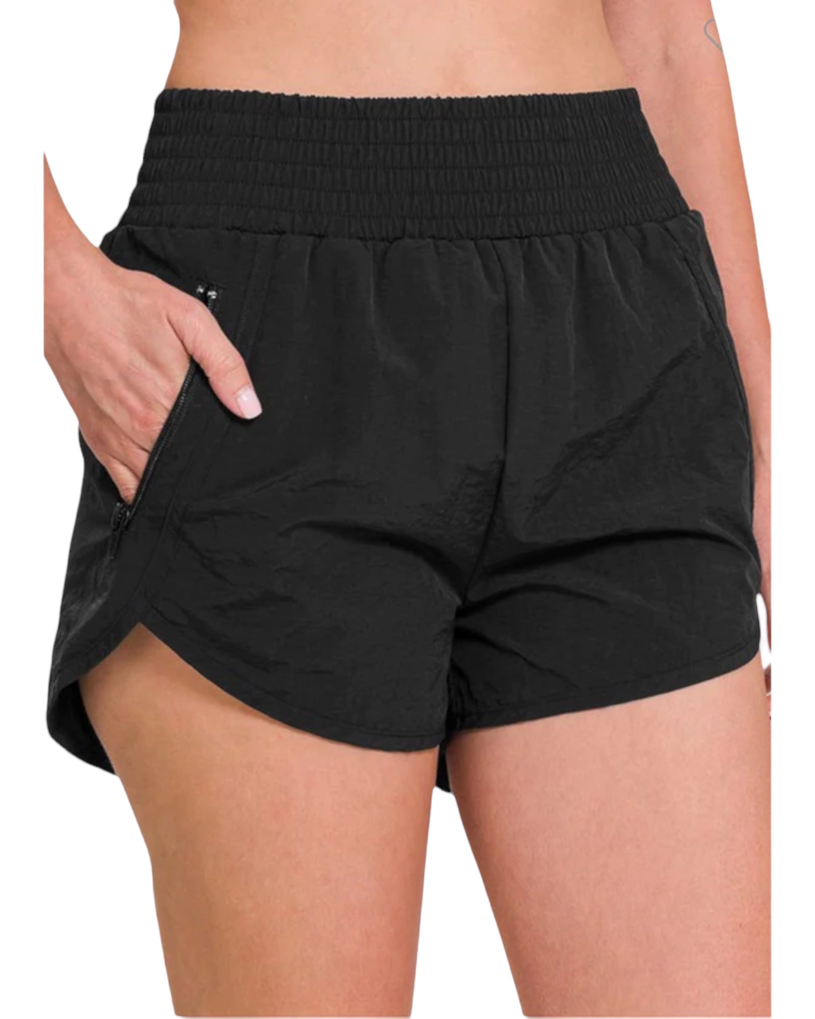 Windbreaker Smocked Running Shorts