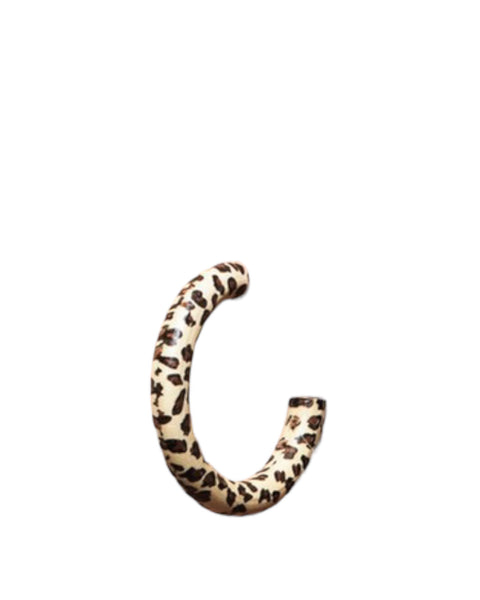 Leopard print natural wood hoop Earrings