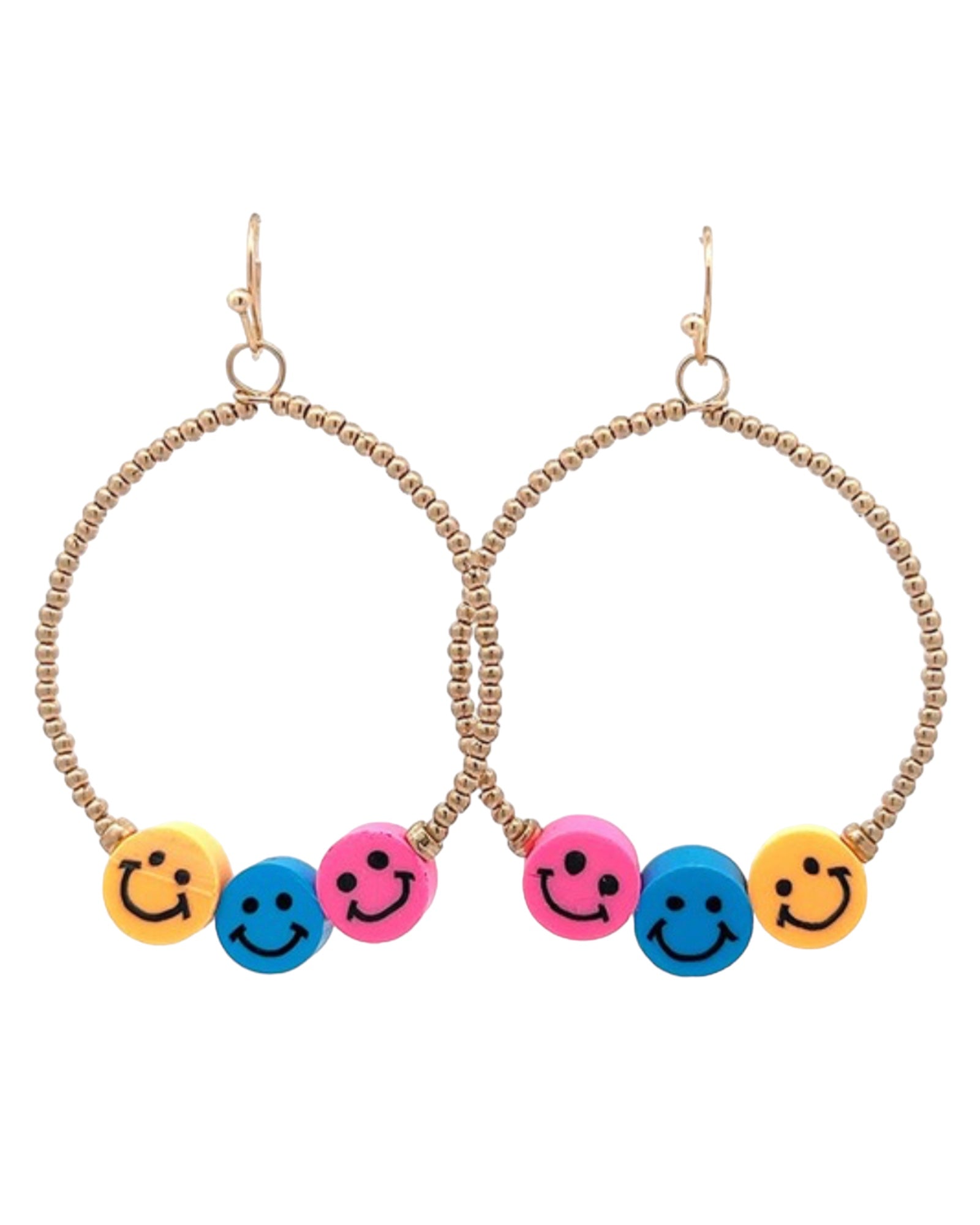 Smiley face beaded hoop Earrings